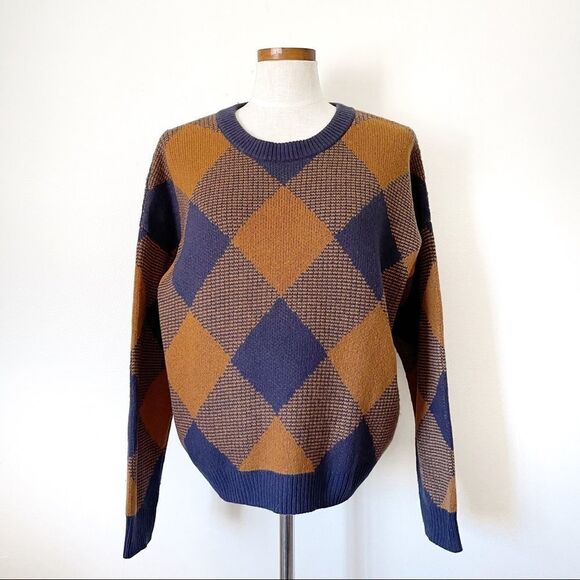 Madewell Plaid pattern Crewneck pullover sweater NWOT large Sold Out - Picture 2 of 6